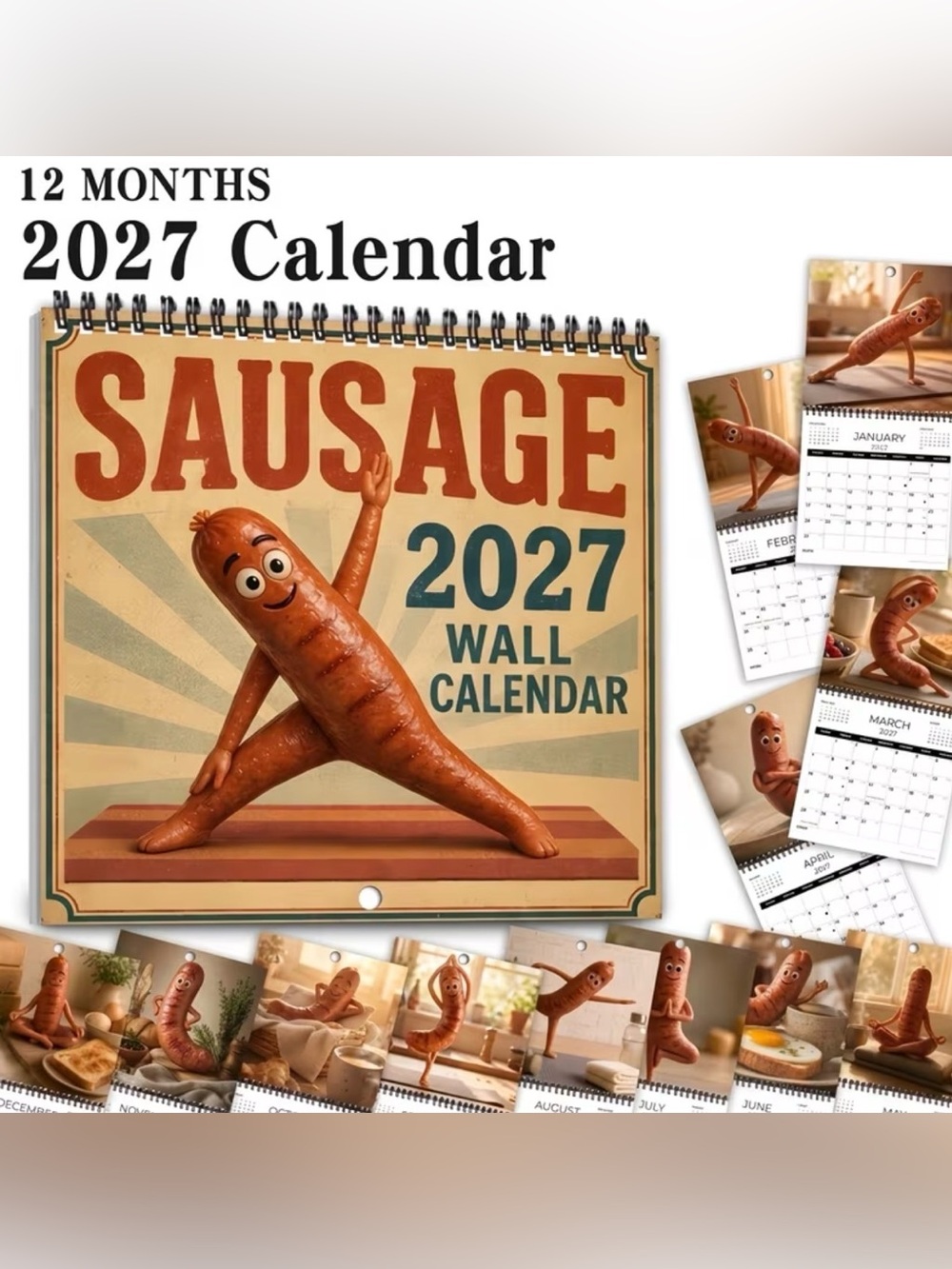 2027 Playful Sausage Wall Calendar